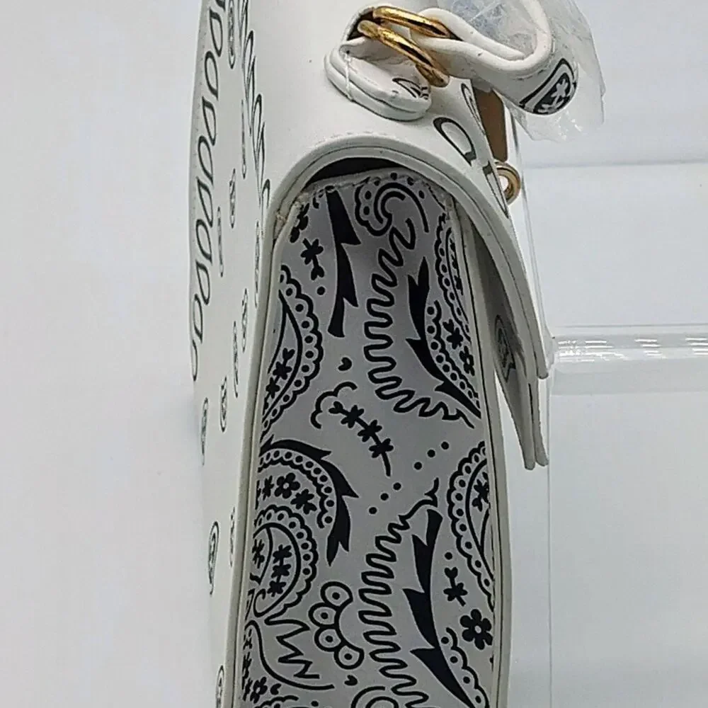 Faux leather bandana print crossbody
